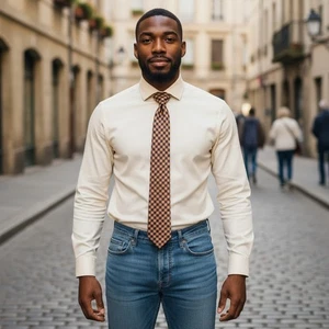 Geoff Nicholson italienische karierte Herrenkrawatte mit Gingham-Muster formell Business - Bild 1 von 4