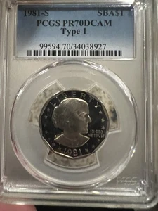 1981-S Susan B. Anthony Tipo-1 SBA $1 PCGS PROOF 70 camafeo profundo - Imagen 1 de 9