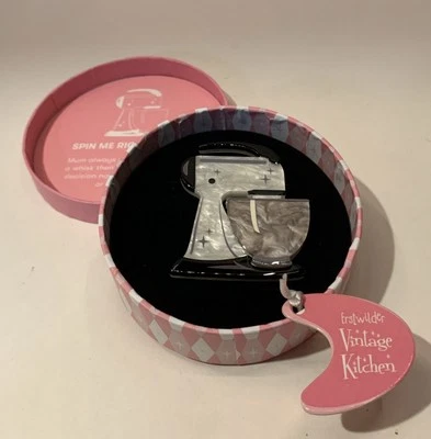 Erstwilder Spin Me Right Round Silver Stand Mixer Resin Brooch Pin NWT  - Image 1 of 3