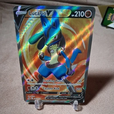 Lucario V SWSH213 SWSH: Sword & Shield Black Star Promo Card Holo with code card - Image 1 of 4