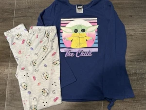 Star Wars The Child Yoda 2 Piece Outfit Set Shirt Leggings Girls Size 10/12 - Picture 1 of 3
