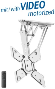 TV Halter motorisiert mit IR Fernbedienung klappbarer Deckenhalter für LCD  weiß - Bild 1 von 8