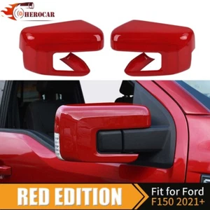 Race Red For 2021 2022-2024 Ford F-150 F150 Mirror COVERS W/Turn Signal Hole USA - Picture 1 of 9