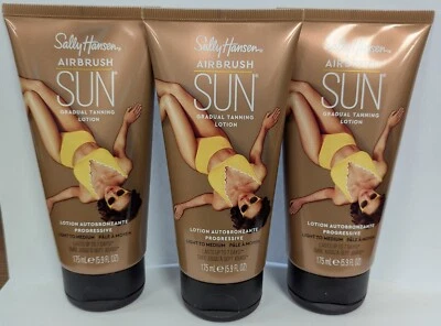 3 SALLY HANSEN AIRBRUSH SUN GRADUAL TANNING LOTION LIGHT TO MEDIUM 5.9oz EACH - Image 1 of 2