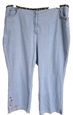 Susan Bristol Womens Jeans Sz 22W Blue Denim Floral Embroidered Grannycore Boho - Image 1 of 4