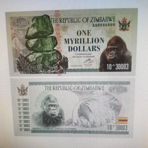 2x Zimbabwe - eine Myrillion Dollar Banknote für Sammler - Bild 1 von 3