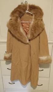 Vintage Jackie Stuart Junior Wool Tweed Fur Lined Coat Jacket Size Small - Picture 1 of 14