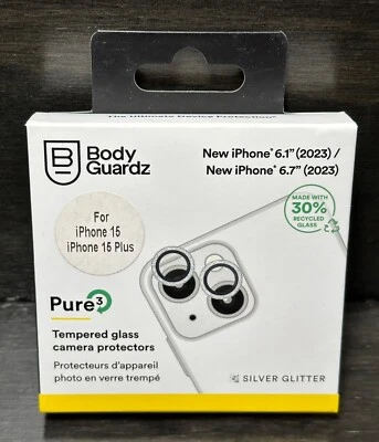 Bodyguardz Tempered Glass Camera Protector for iPhone 15 / 15 Plus - GLITTER - Image 1 of 2