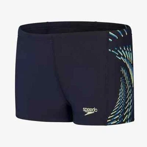 SPEEDO PLACEMENT PRINT JUNIOR AQUASHORT SWIM TRUNK BLACK/BLUE 11-12 YRS-FREE P&P - Picture 1 of 2