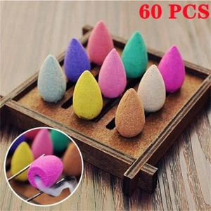 60x Backflow Incense Burner Cones Mixed Flower Flavor Smoke Bullet Fragrant Cone - Picture 1 of 9