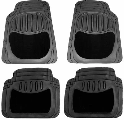 Rubber Car Mats Set To Fit Tata Indigo Estate With Black Carpet Inlay Set Of 4 - Image 1 of 4