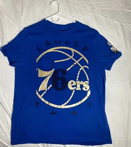 Mens Express Philadelphia 76ers T Shirt Blue Gold  Rare Very Cool Shirt - Picture 1 of 7