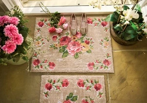 Hug Rug Vintage Rose Design / Runner Dirt Trapper Door Mat Machine Washable - Picture 1 of 11