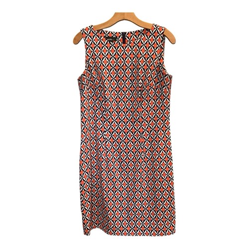 Abito donna Alyx tubino taglia 10 senza maniche arancione nero stampa geometrica cerniera