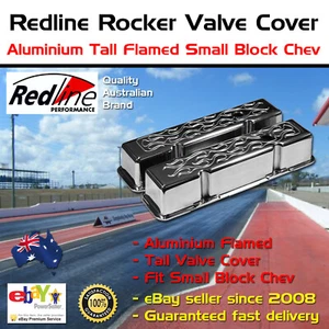 Nueva cubierta de válvula Redline Rocker aluminio alto flameado se adapta al bloque pequeño Chev 350 - Imagen 1 de 1