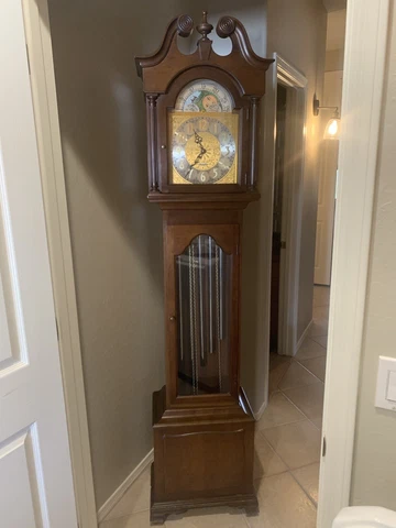Beautiful Vintage Seth Thomas Grand Father Clock Grandfather Wooden Cover