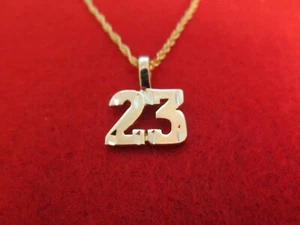 14KT GOLD EP NUMBER  23  SPARKLING CUT CHARM WITH 16 INCH ROPE CHAIN WAS $16.95 - Afbeelding 1 van 3