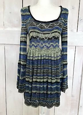Free People Pandora Pointelle Bell Sleeve SOFT Knit Sweater Mini Dress S NWOT - Image 1 of 4