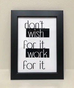 Moderne Wandkunst BEREITS IM RAHMEN Wohndeko inspirierende Zitate harte Arbeit 1p!! - Bild 1 von 1