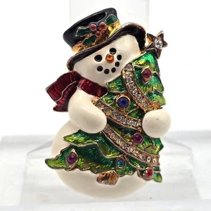 Christopher Radko Schneemann Weihnachtsbaum Anhänger/Brosche 2" Schmuck Emaille Rarität - Bild 1 von 9