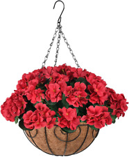 Zfprocess Artificial Flowers Hanging Basket with Begonia Silk Flowers for Outdoo