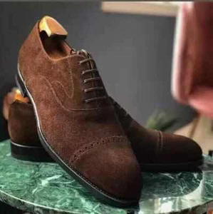 Men Handmade Brown Suede Leather Dress Shoes For Men Formal Casual Shoes For Men - Picture 1 of 4