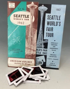 1962 Seattle World's Fair Ephemera 2 Brochures 12 Sawyer's Commercial Slides - Picture 1 of 14