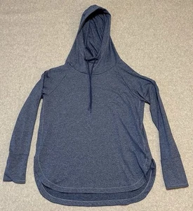 Athleta Women's Blue Heather Thumbholes Stretch Split Large Uptempo Hoodie - Picture 1 of 9