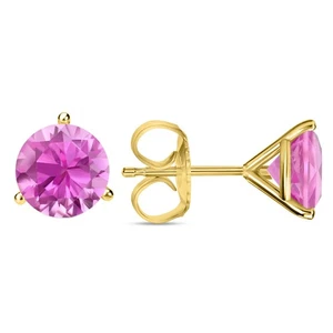 5,50 ct Rundschliff Rosa Ohrringe Ohrstecker Massiv 14K Gelbgold Push Back Martini - Bild 1 von 3