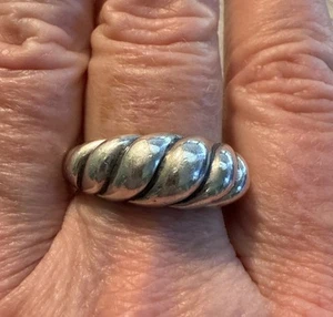 Ring CAROLYN POLLACK RELIOS STERLING SILVER SMOOTH Domed RIBBED BAND Size 9.25 - Imagen 1 de 6