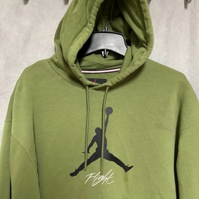 Nike Air Jordan Hoodie L Green Flight Jumpman Fleece Sweatshirt Pullover Active - Image 1 of 4