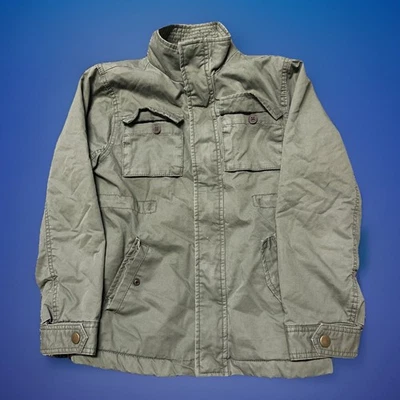 OshKosh B'gosh Jacket Boys 10 Green Sherpa Lined  Army Military Mock Neck - Image 1 of 4