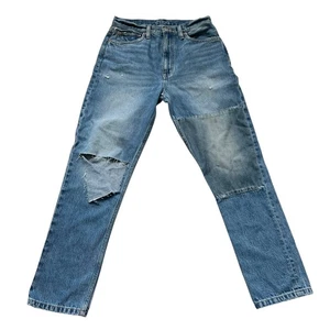 Etica Jeans 28 Cintura Pierna Recta Medio Lavado Denim Parche Rasgado Cintura Alta - Imagen 1 de 6
