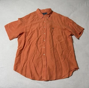 Ralph Lauren Herren 2XL Pfirsich Orange Seide Leinenmischung Kurzarm Knopfleiste Hemd - Bild 1 von 7
