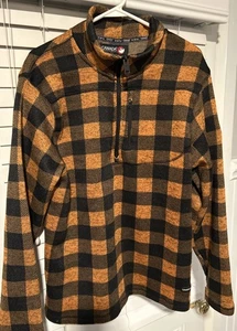 Canada Weather Gear Pop Over Para Hombres Talla Lg Naranja Búfalo Cuadros Vellón 1/4 Cremallera - Imagen 1 de 7