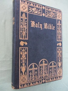 Vintage HOLMAN Home HOLY BIBLE Old & New Testament Large Print KJV Black Leather - Picture 1 of 7