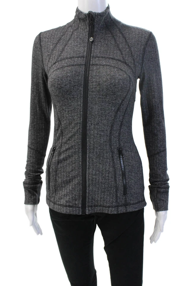 Lululemon Women Windbreaker Dark Gray High Neck Zip Long Sleeve Size 4 - Image 1 of 4