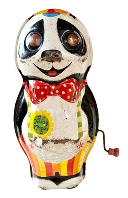 Juguete de hojalata Mattel Peter Panda 1953 vintage juguete de cuerda-raro-2,5′′ x 4′′ x 8′′-leer Foto 1 de 4