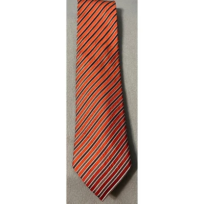 GUCCI Necktie Orange Brown Striped Silk Tie Mens Designer Formal Wedding Party - Image 1 of 3