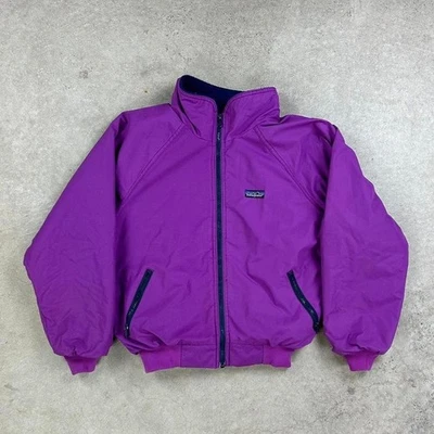 Chaqueta Bomber Patagonia Vintage Años 90 Talla 12 Púrpura Cremallera Completa Forrada con Vellón 28109 Foto 1 de 4
