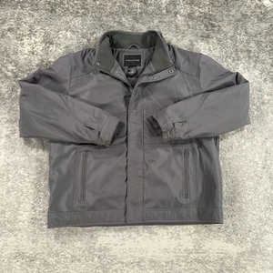 VTG Structure Jacket Mens XL Gray Full Zip Windbreaker Coat Fleece Lined Pockets - Picture 1 of 12
