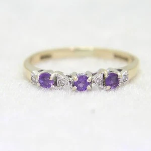 Halb-Ewigkeitsring 9 kt 9 kt Gelbgold Amethyst & Diamant Größe 4 1/2 - i - Bild 1 von 8