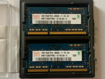 HYNIX MEMORIA RAM 2 x 1GB 1Rx8 PC3 8500S DDR3 1066 - Immagine 1 di 4