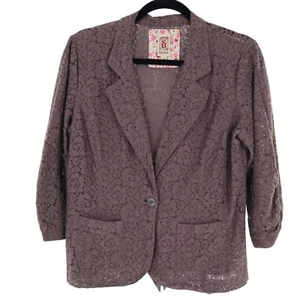Decree Lace Blazer Women L Purple Feminine Boho Bohemian Formal Modern Work Wear - Picture 1 of 9