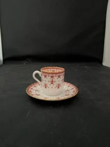 Spode Fleur de Lys Set di tazze da espresso e piattini rossi - Foto 1 di 4