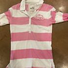 Hollister California Women’s Long Sleeve "HCO So Cal" Pink White Polo Shirt (L)