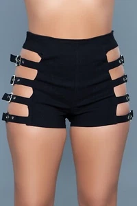sexy BE WICKED high WAIST rise CUTOUT open SIDES buckles HOT pants BOOT shorts - Picture 1 of 4