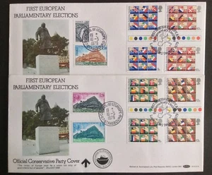 GB Benham 1979 European Elections Gutter Pairs on 2 FDCs, SW1 + 4 French Stamps - Picture 1 of 3