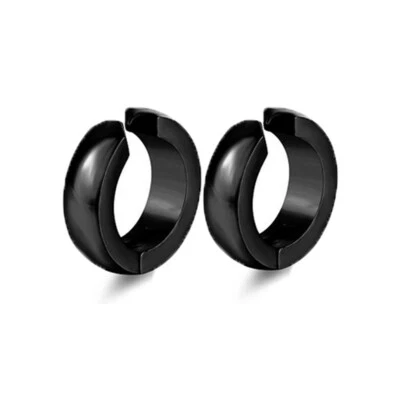 2 PIEZAS Pendientes de aro de acero inoxidable falsos sin perforar para hombres mujeres Foto 1 de 4