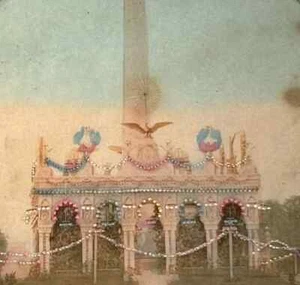 Carte stéréoscopique "La Concorde illuminée" french tissues c.1870 Albuminé - Bild 1 von 3